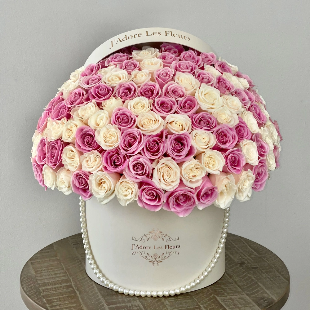 Signature Blush Pink And White Large Rose Box