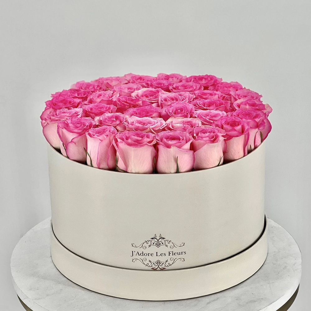 Signature Yelena Pink Roses in Large Centerpiece Box