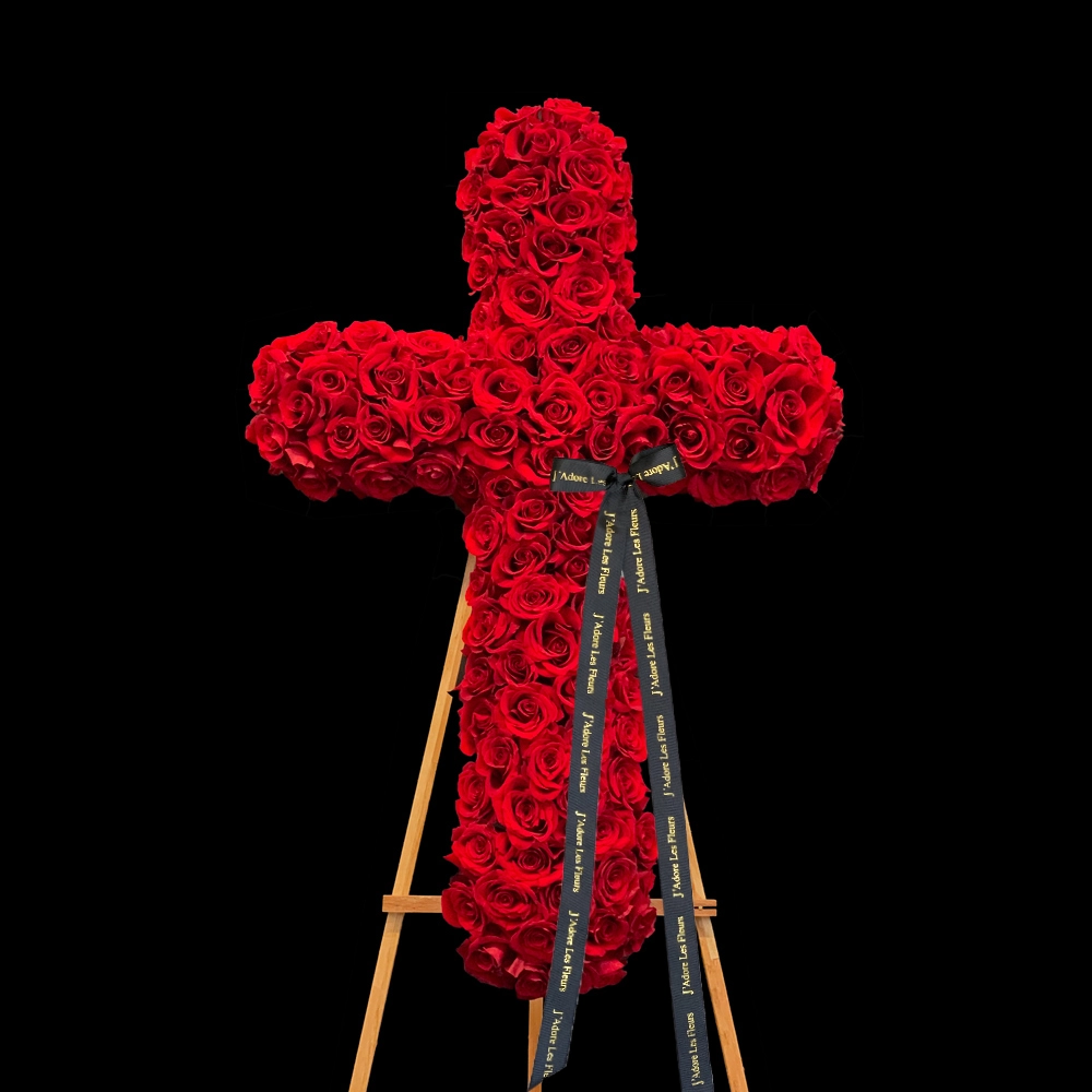 Red Rose Standing Cross JLF Sympathy