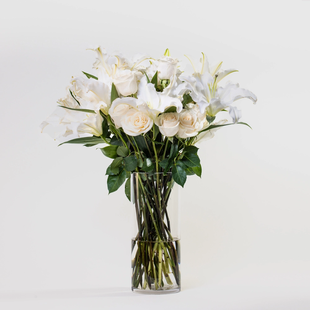 Simply White Lilies and Roses