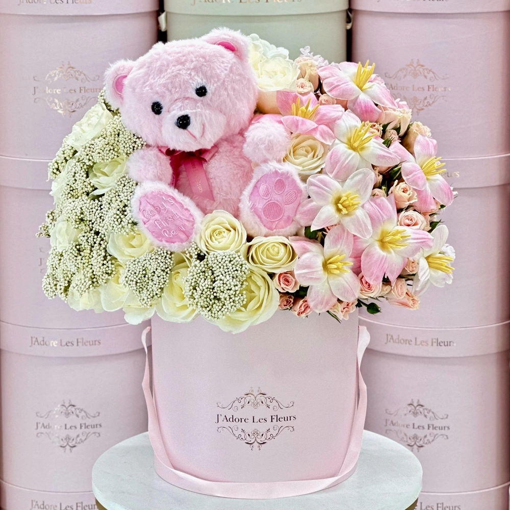 New Baby Pink Teddy Bear Fleurs